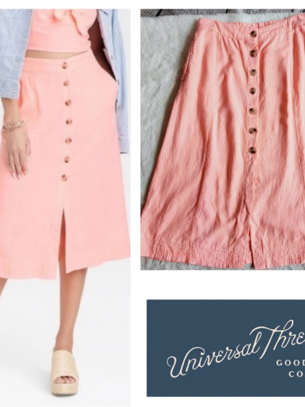 Universal Thread Pink Midi A-Line Skirt Casual